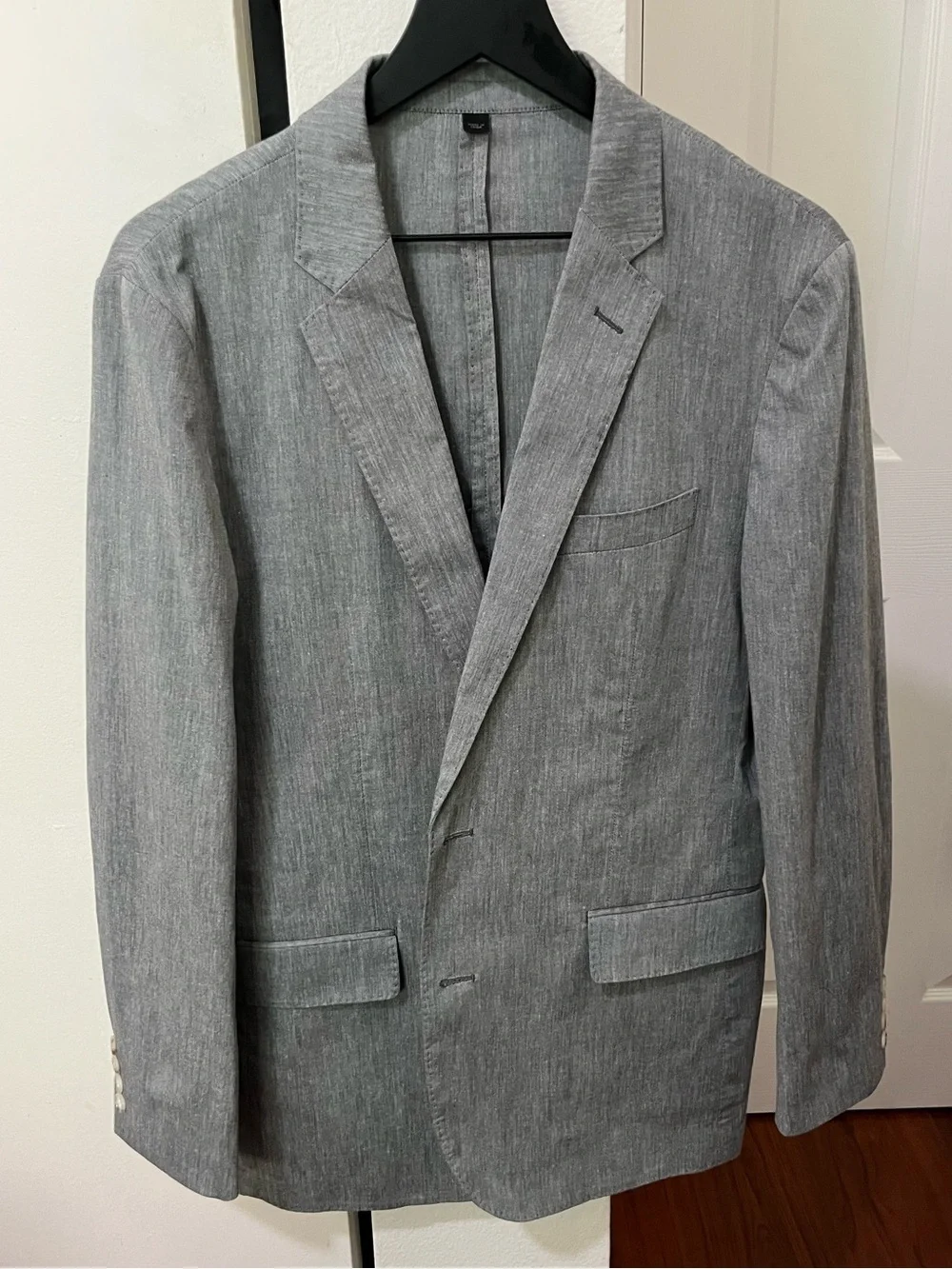 J Crew Men's Gray Cotton Blazer Somelos Fabric Single-Breasted